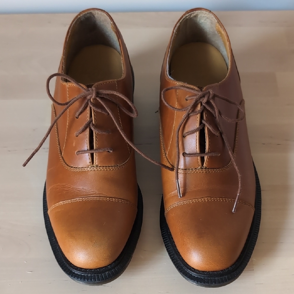 Dr. Martens Henrietta Brown Leather Oxford Dress Shoes - Picture 2 of 9